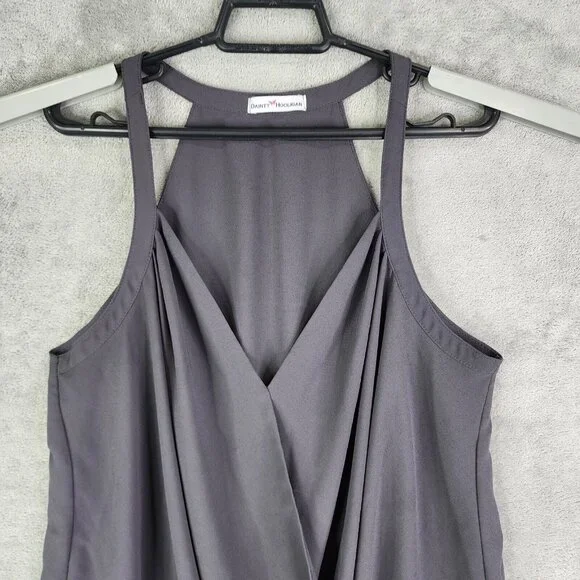 Womens Gray Dainty Hooligan Wrap Front Cami Tank Top V Neck Size L - Picture 4 of 13